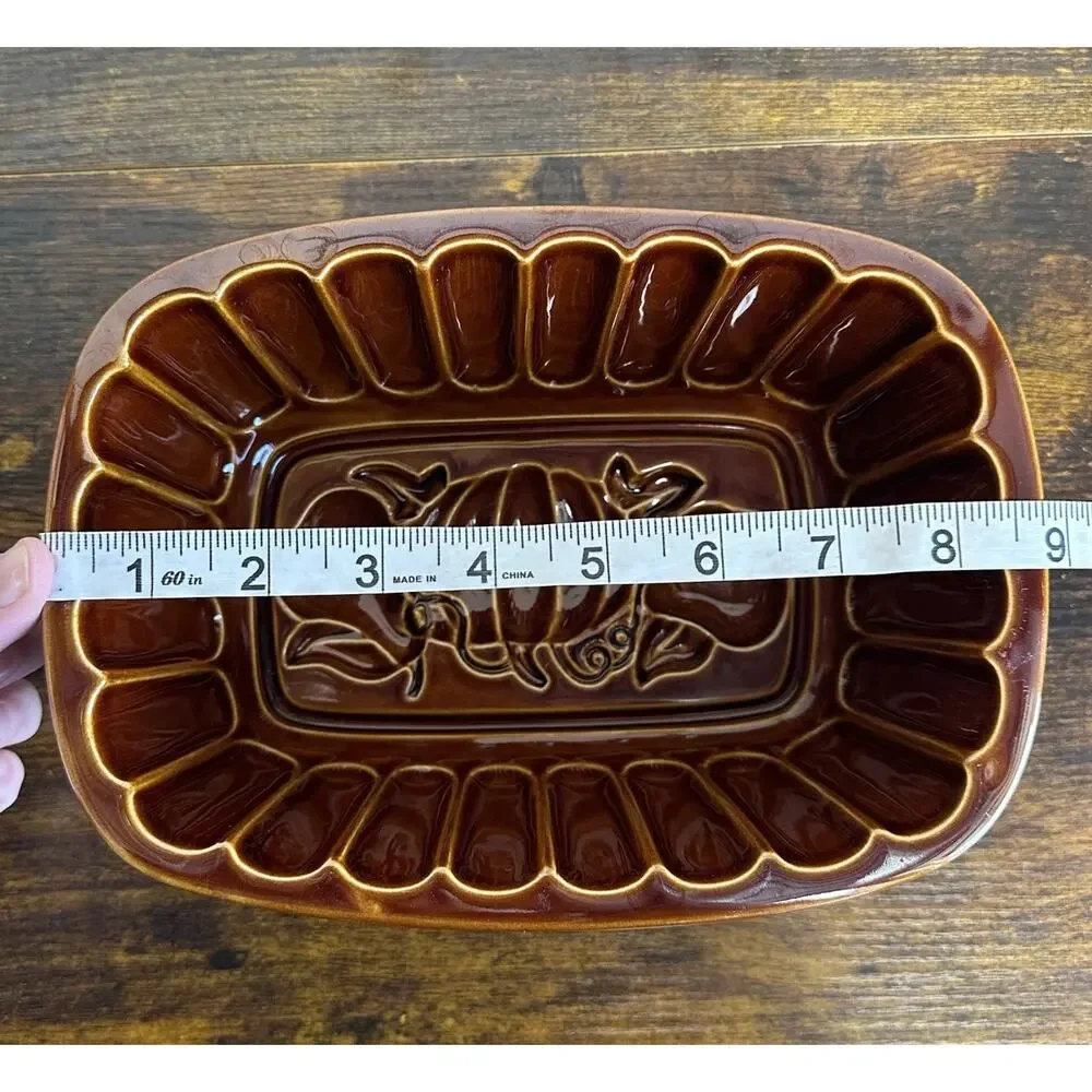 Williams Sonoma Autumn Harvest Glazed Brown Ceramic Loaf Pan Jello Mold Retired